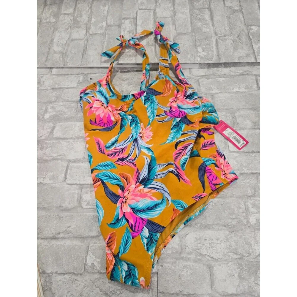NWT Xhilaration‎ Women's Shoulder Tie Scoop Back One Piece Swimsuit XL